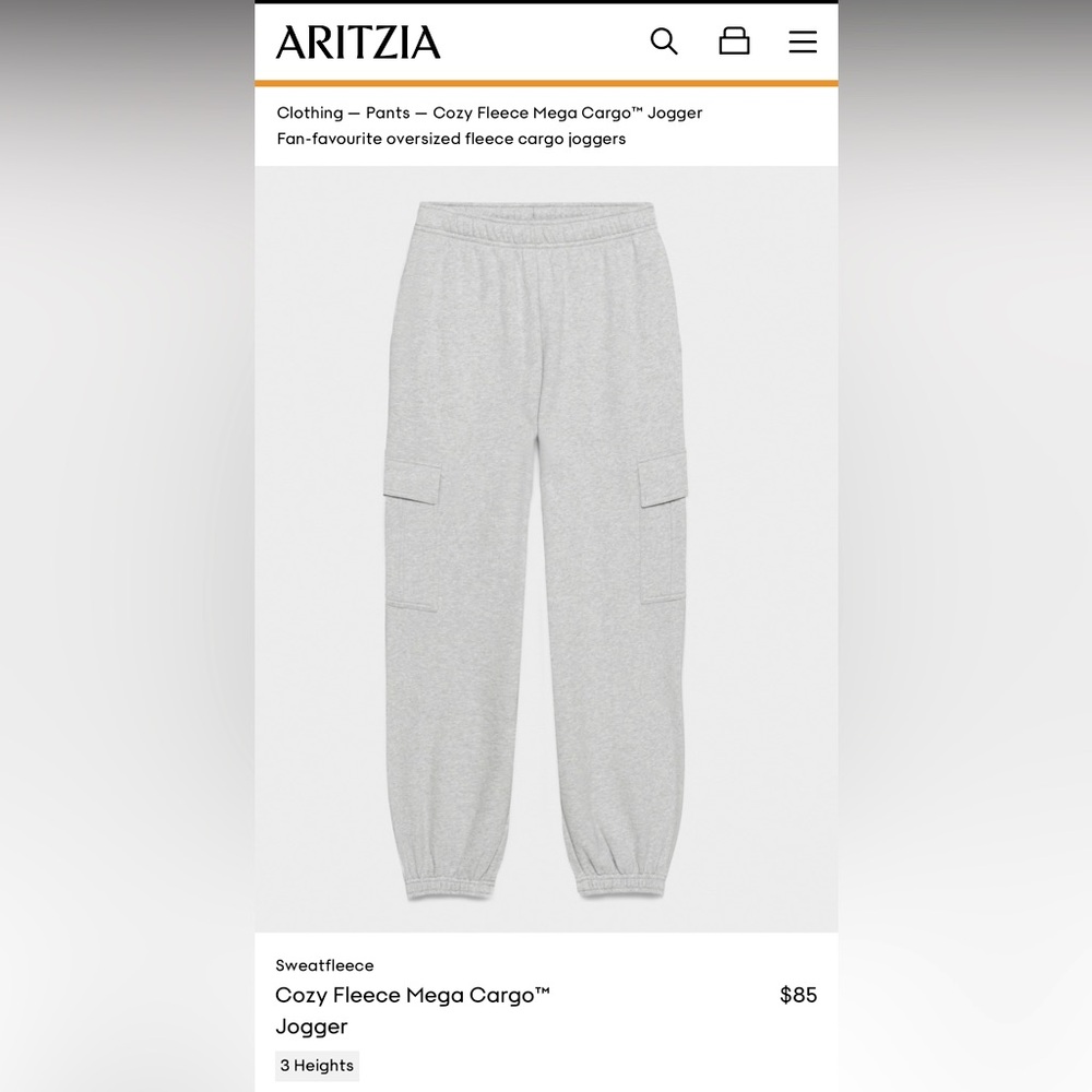 ARITZIA Sweatfleece Cozy Fleece Sz 2XS Regular